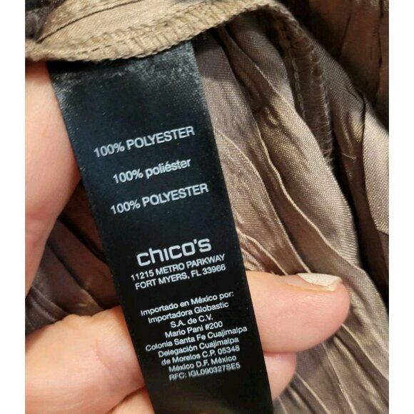 New Champagne Metallic Crinkle Boxy Relaxed Fit Cowl Neck Party Top Sz XL - Picture 7 of 9